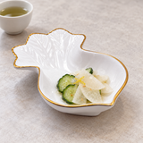 4¾″ × 3.3″ White & Gold Ceramic Radish-Shaped Bowl, Serving example