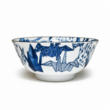 Ceramic Bowl — 18 fl. oz., Low exterior crane-pattern view