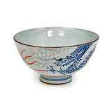 4½″ Kobiki Ryu Ceramic Rice Bowl — 10 fl. oz., Angled blue dragon bowl
