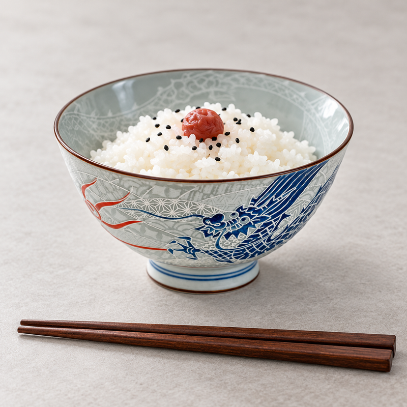 4½ in Blue Dragon Ceramic Rice Bowl, 10 oz — HK54-12