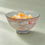 4½″ Red Koi Fish Ceramic Rice Bowl — 10 fl. oz., Pear mandarin agar dessert