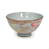 4½″ Red Koi Fish Ceramic Rice Bowl — 10 fl. oz., Angled koi bowl