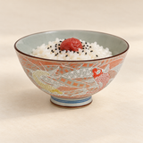 4½″ Red Koi Fish Ceramic Rice Bowl — 10 fl. oz., Umeboshi sesame rice