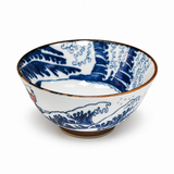 Ceramic Rice Bowl — 14 fl. oz., Higher opposite-side wave and interior view