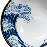 Ceramic Rice Bowl — 14 fl. oz., Interior wave drawing detail