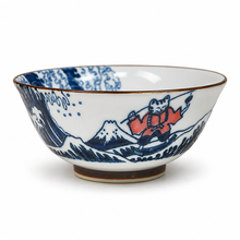 Ceramic Rice Bowl — 20 fl. oz., Low angled cat-and-wave product view