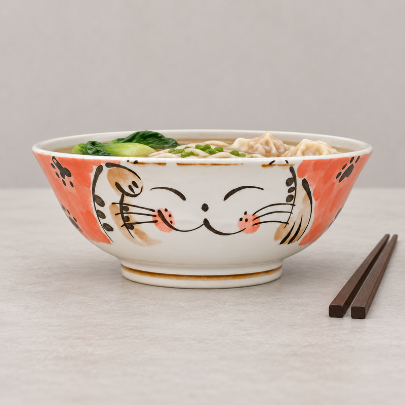7½ in Red Cat Ceramic Bowl, 34 oz — HM573-NR