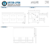 Hoshizaki UR72B-LPD6 original manufacturer front, side and plan dimension drawings