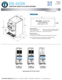 Hoshizaki DM-4420N original dimensions and graphic-panel drawing, with compatible ice-machine installation examples; ice-machine heads shown are sold separately.