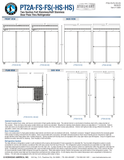 Hoshizaki PT2A-FS-FS and PT2A-HS-HS original manufacturer front, back, side and plan views; specification sheet page 2.