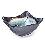 4″ Blue Ceramic Square Bowl — 5 fl. oz., Angled empty product product view