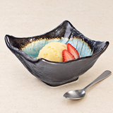 4″ Blue Ceramic Square Bowl — 5 fl. oz., Ice cream service