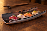 IM415-TG rectangular platter with four pieces of nigiri