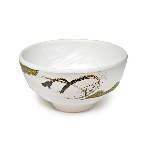 4½ in White & Olive Melamine Rice Bowl, 10 oz