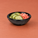 3½″ Melamine Bowl — 3 oz, Cucumber and ginger pickle side