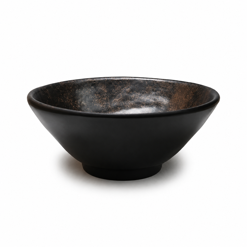 6 in Black Mottled Melamine Bowl — 16 oz