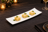 White J6666 porcelain platter with three petite lemon cakes