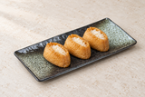 12.75"X6.25" Rectangular Porcelain Platter, Black. Serving suggestion.