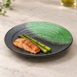JX210-M black and green porcelain with salmon and asparagus
