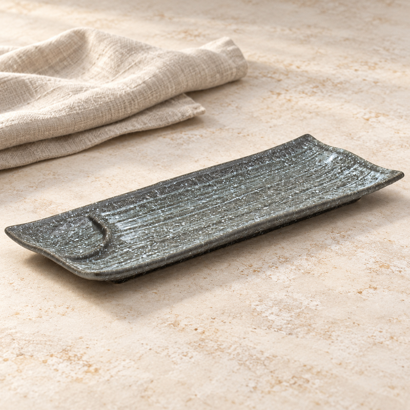 JX212-G gray plate in a tabletop setting