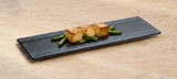 15"X5" Rectangular Porcelain Platter, Matte Black. food-service context.