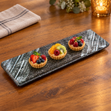 JX215-G rectangular gray plate with small fruit tartlets