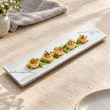 JX218-W white porcelain platter with seared scallops