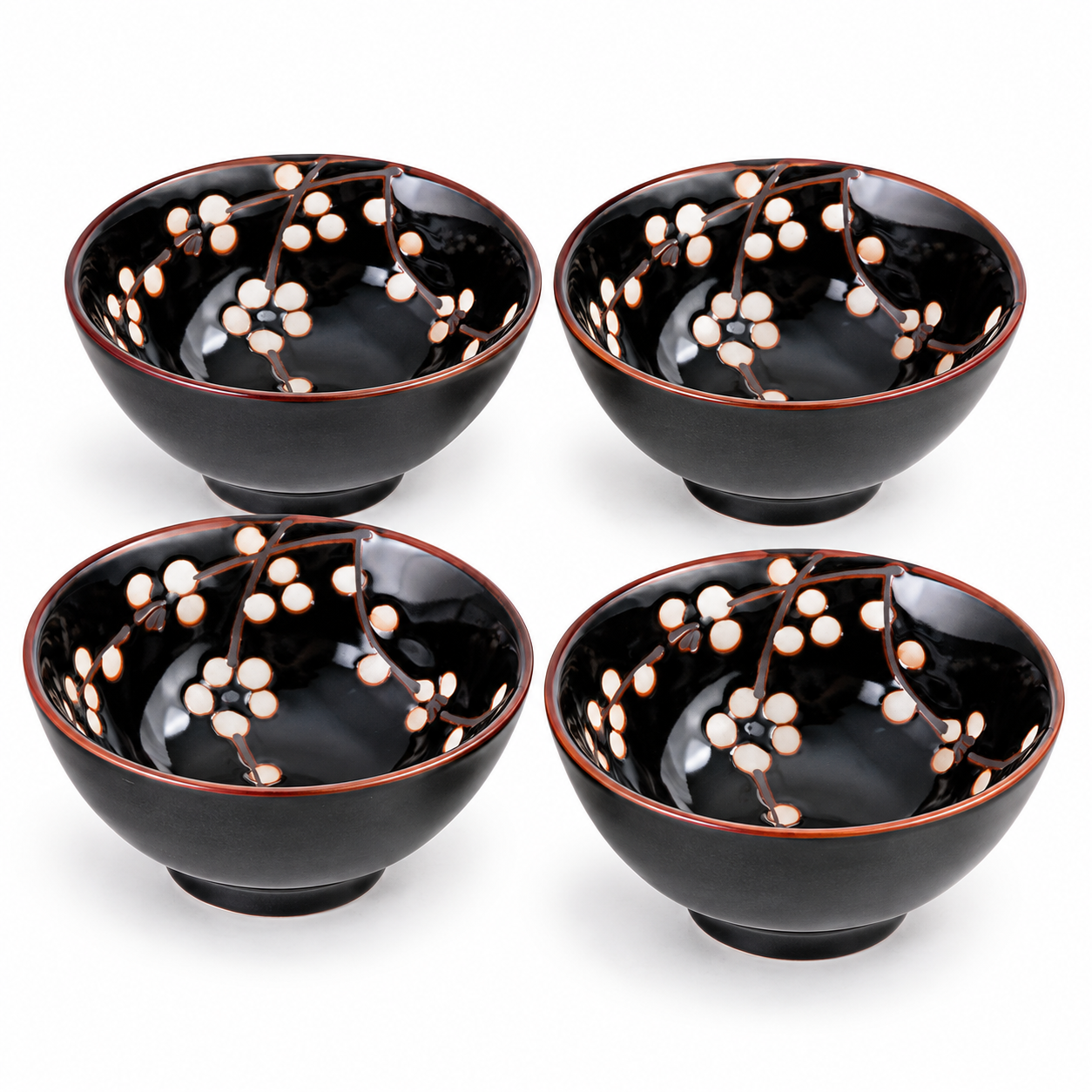 Ceramic Bowl Set 4pc - 4.5"D x 2.15"H, Four-piece set product view