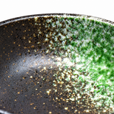 5.5"Dx1.75"H Porcelain Bowl, Black/Green, Detail view