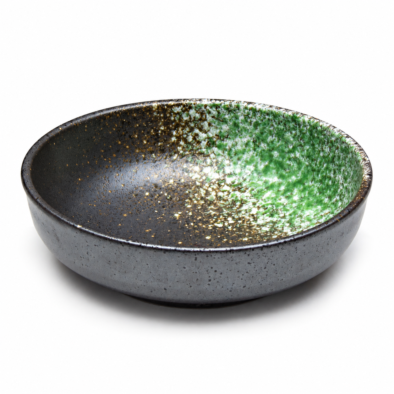 5.5"Dx1.75"H Porcelain Bowl, Black/Green, Product view