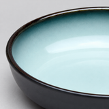 5.5"Dx1.75"H Porcelain Bowl, Reactive Glaze - Blue/Black, Detail view