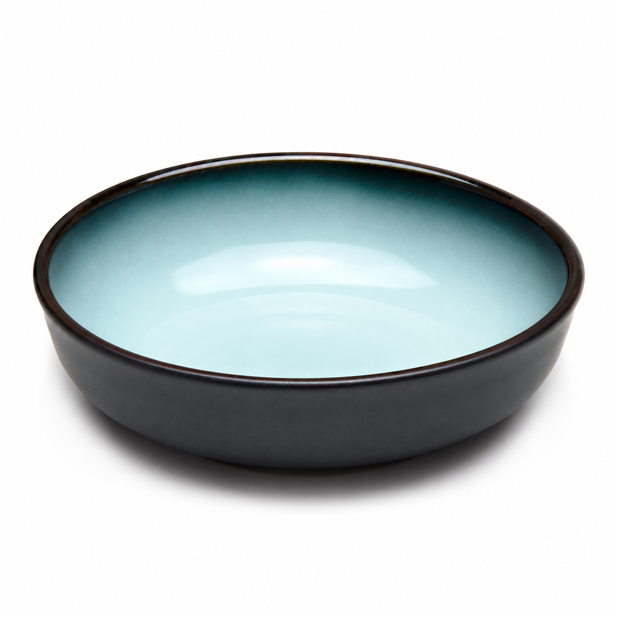 5.5"Dx1.75"H Porcelain Bowl, Reactive Glaze - Blue/Black, Product view