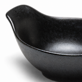 5"Dx1.5"H Porcelain Tempura Sauce Bowl W/Handle, Matte Black, Integrated raised handle and rim detail