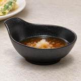 5"Dx1.5"H Porcelain Tempura Sauce Bowl W/Handle, Matte Black, Tempura dipping sauce setting