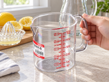 Empty K159 measuring cup supported upright by its handle during drink preparation
