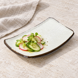 Pearl Elegant rectangular plate with a cucumber salad