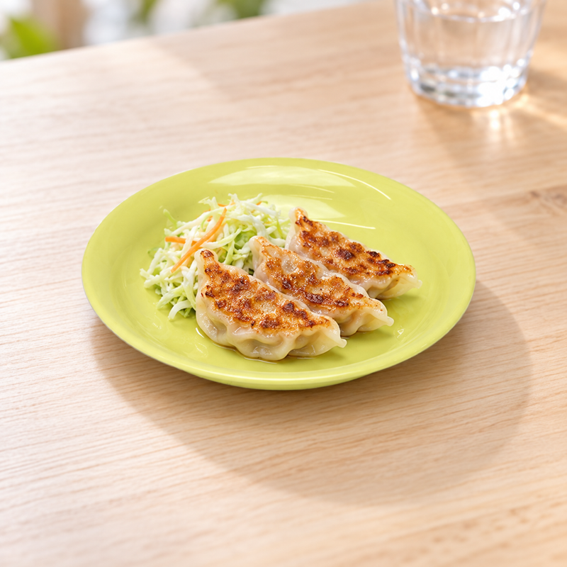 K382-2 plastic plate in a dining setting