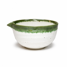 5" D x 2.75" H Ceramic Matcha Bowl (K537-SPG), Angled pouring-bowl product view