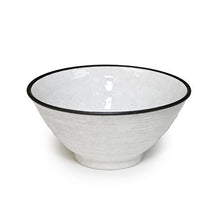 5″ Ceramic Bowl — 12 fl. oz., Angled white black-rim bowl