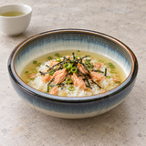 Round Shallow Bowl 9.25", Blue/Grey, Salmon ochazuke setting