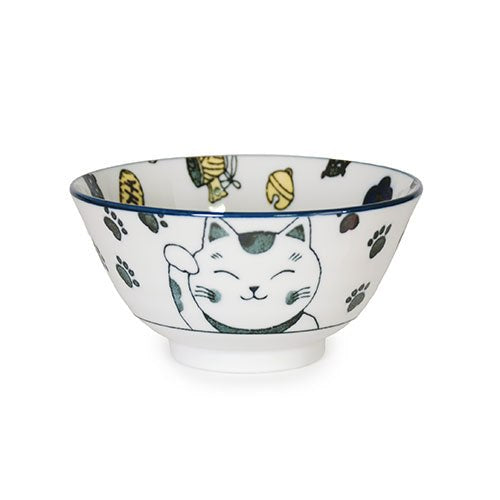 5″ Blue Engi Neko Ceramic Bowl — 14 fl. oz., Product view front