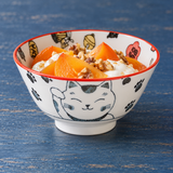 5″ Red Engi Neko Ceramic Bowl — 14 fl. oz., Styled view