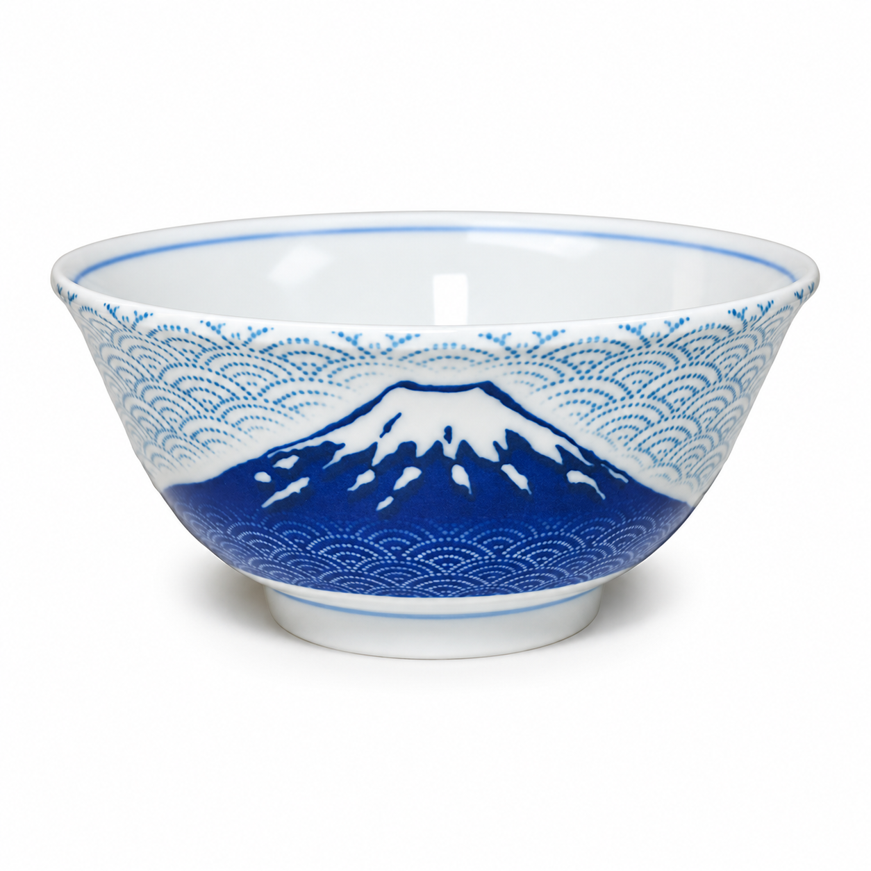 Ceramic Soup Bowl — 18 fl. oz., Blue, Angled Mount Fuji product view