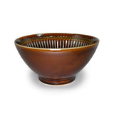7″ Brown Ceramic Ramen Bowl — 40 fl. oz., Front glaze