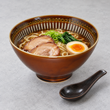 7″ Brown Ceramic Ramen Bowl — 40 fl. oz., Serving example
