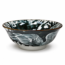 Ceramic Ramen Bowl — 42 fl. oz., Black, Angled black phoenix product view