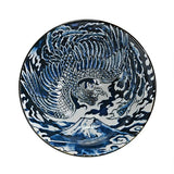 Ceramic Ramen Bowl — 42 fl. oz., Blue, Complete overhead phoenix and mountain interior