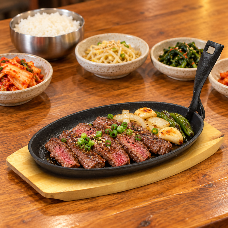 TBSP4-E oval steak plate — restaurant setting