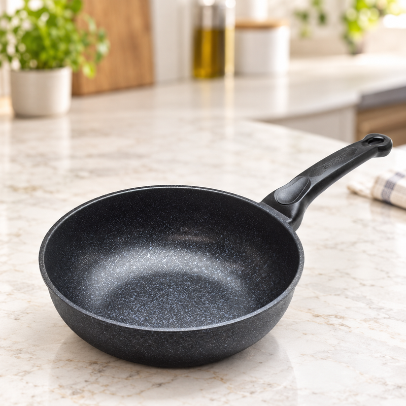 Marble Cast Wok Pan 10" — A distinct non-stick cooking surface
