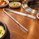 KR-GM-HI-TL30 stainless-steel flat-tip tong — Korean BBQ table setting